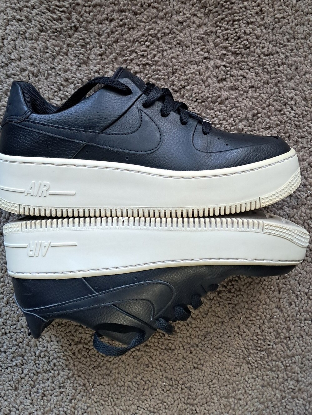 Nike Air Force 1 Sage Low Shoes Womens Black Off White Platform Size 7.5 - Picture 2 of 9